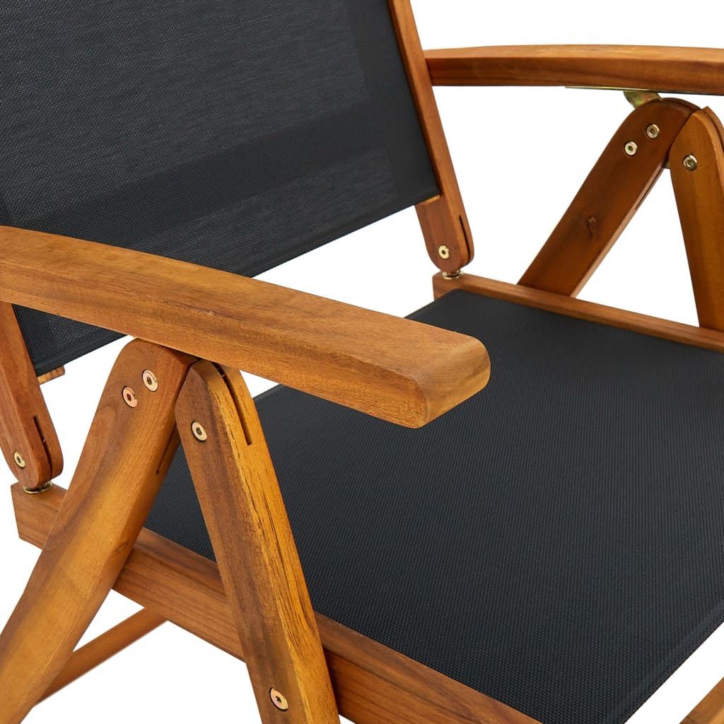 6 darab összecsukható tömör akácfa és textilén kerti szék