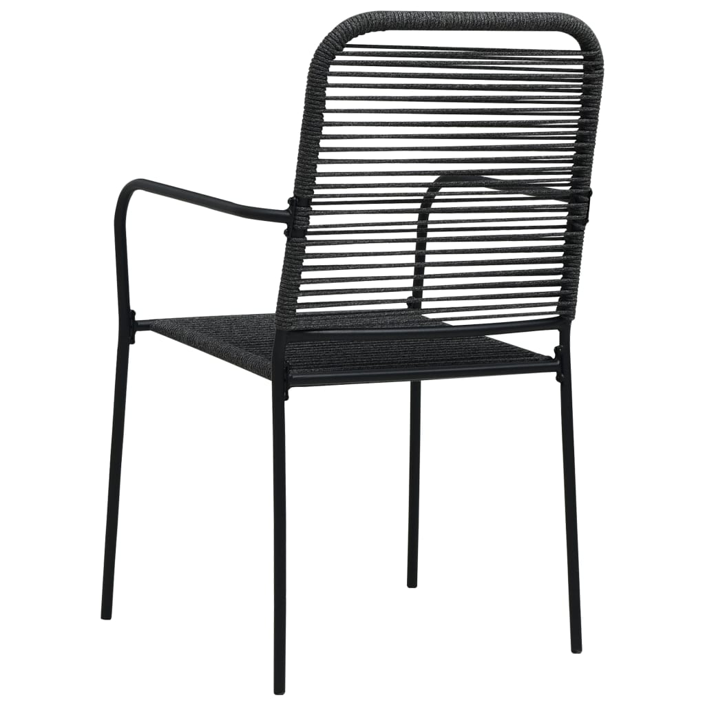 4 db fekete pamut kötél és acél kerti szék