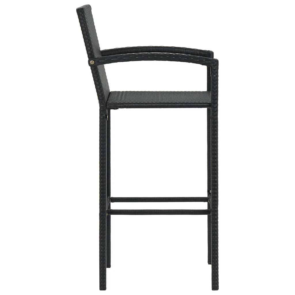 4 db fekete polyrattan bárszék