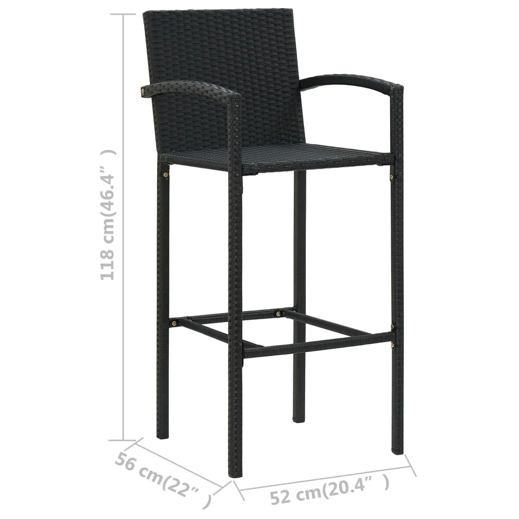 4 db fekete polyrattan bárszék