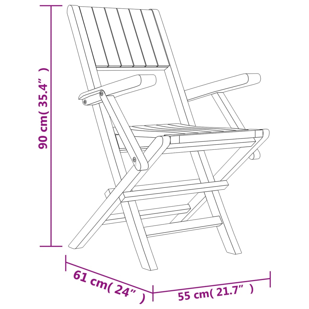 6 db összecsukható tömör tíkfa kerti szék 55 x 61 x 90 cm