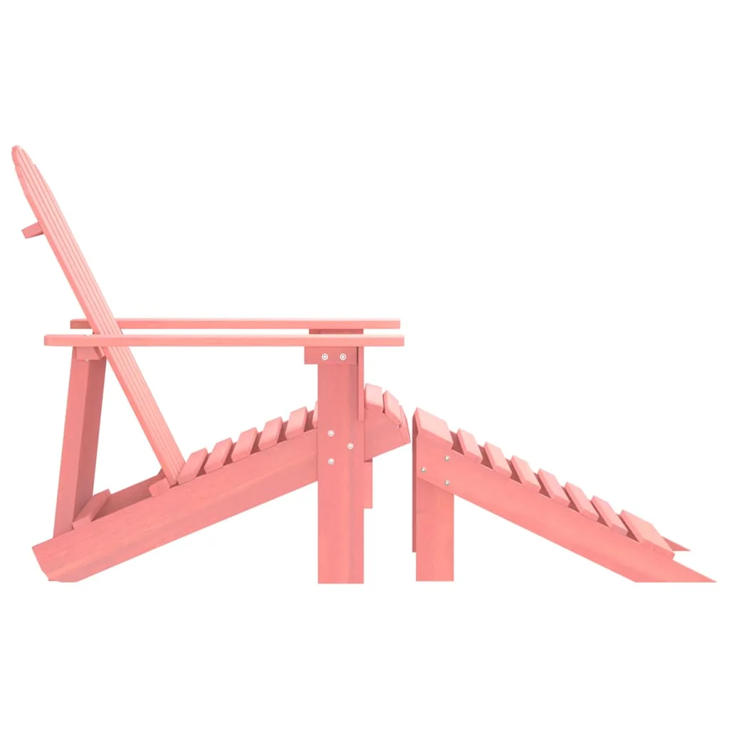 Rózsaszín tömör fenyőfa kerti Adirondack szék zsámollyal