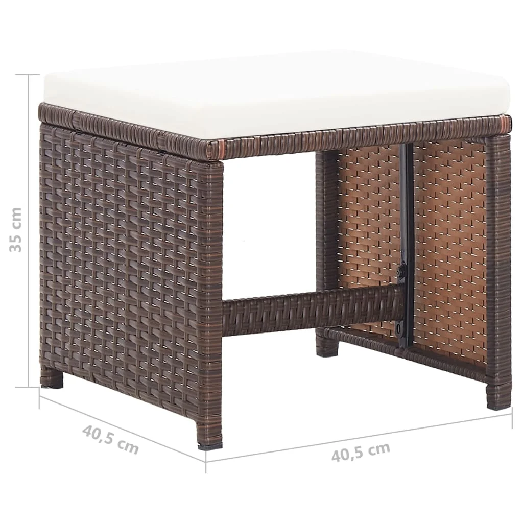 4 db barna polyrattan kerti ülőke párnával