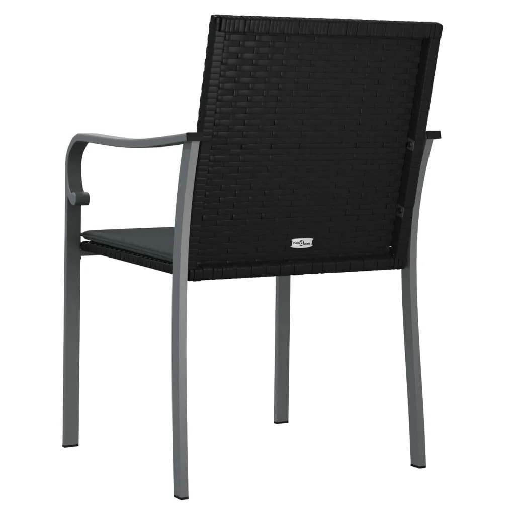 4 db fekete polyrattan kerti szék párnával 56x59x84 cm