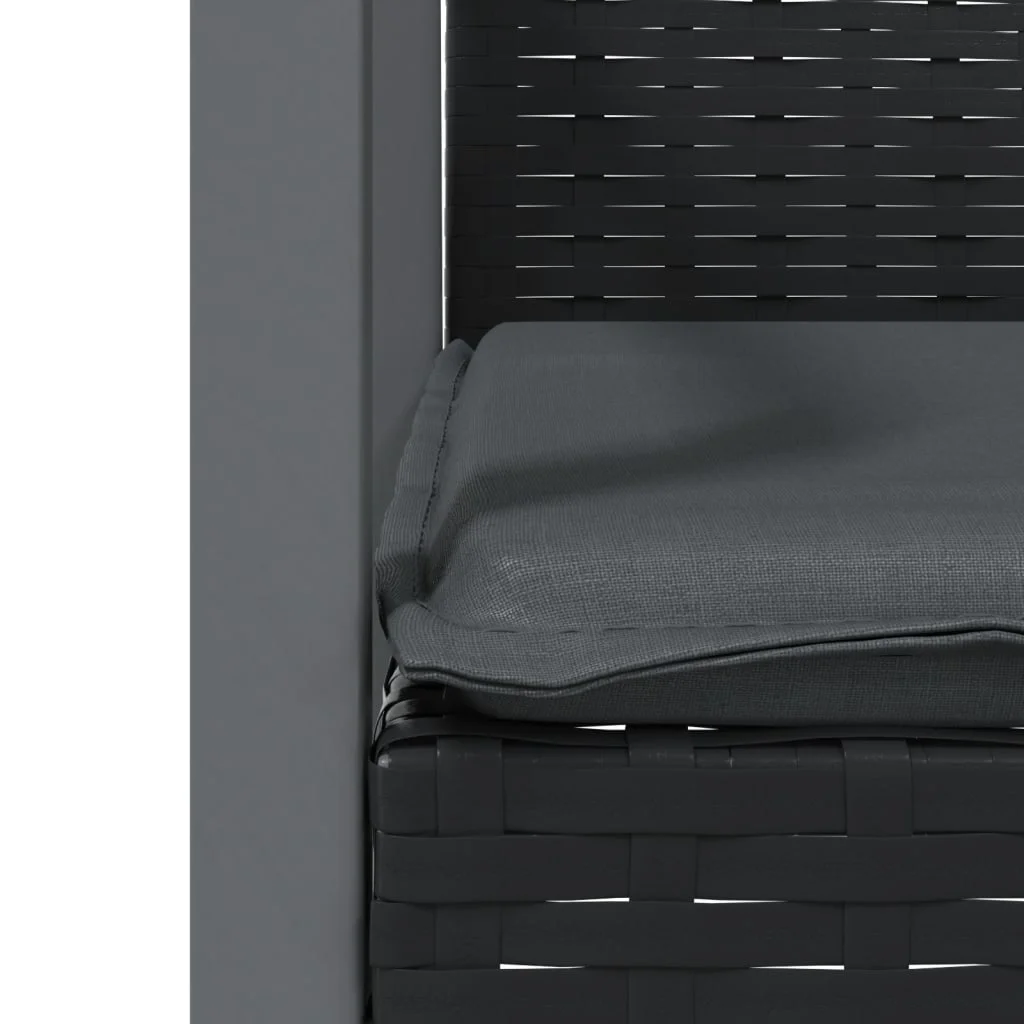 4 db fekete polyrattan kerti szék párnával 56,5x57x83 cm