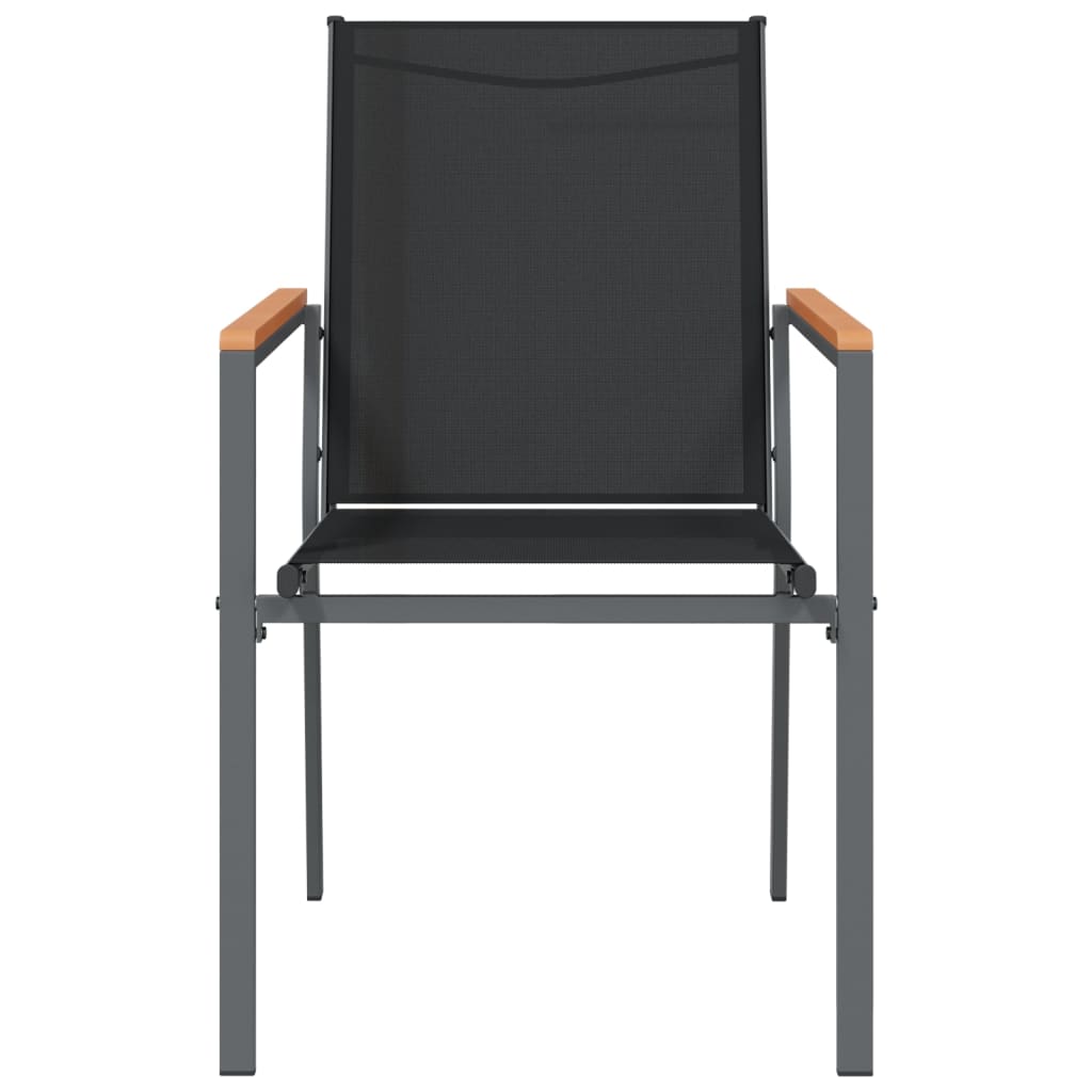 6 db fekete textilén és acél kerti szék 55x61,5x90 cm