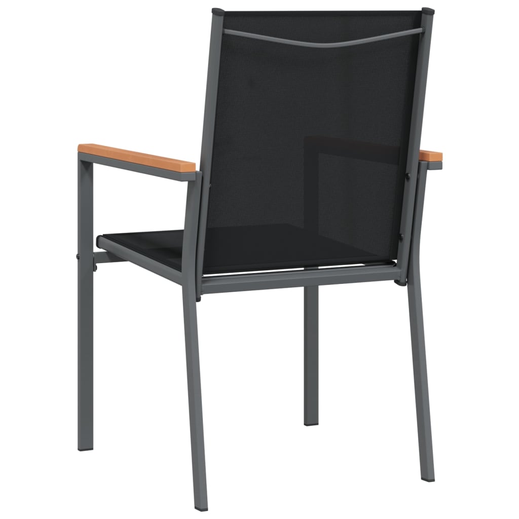 6 db fekete textilén és acél kerti szék 55x61,5x90 cm