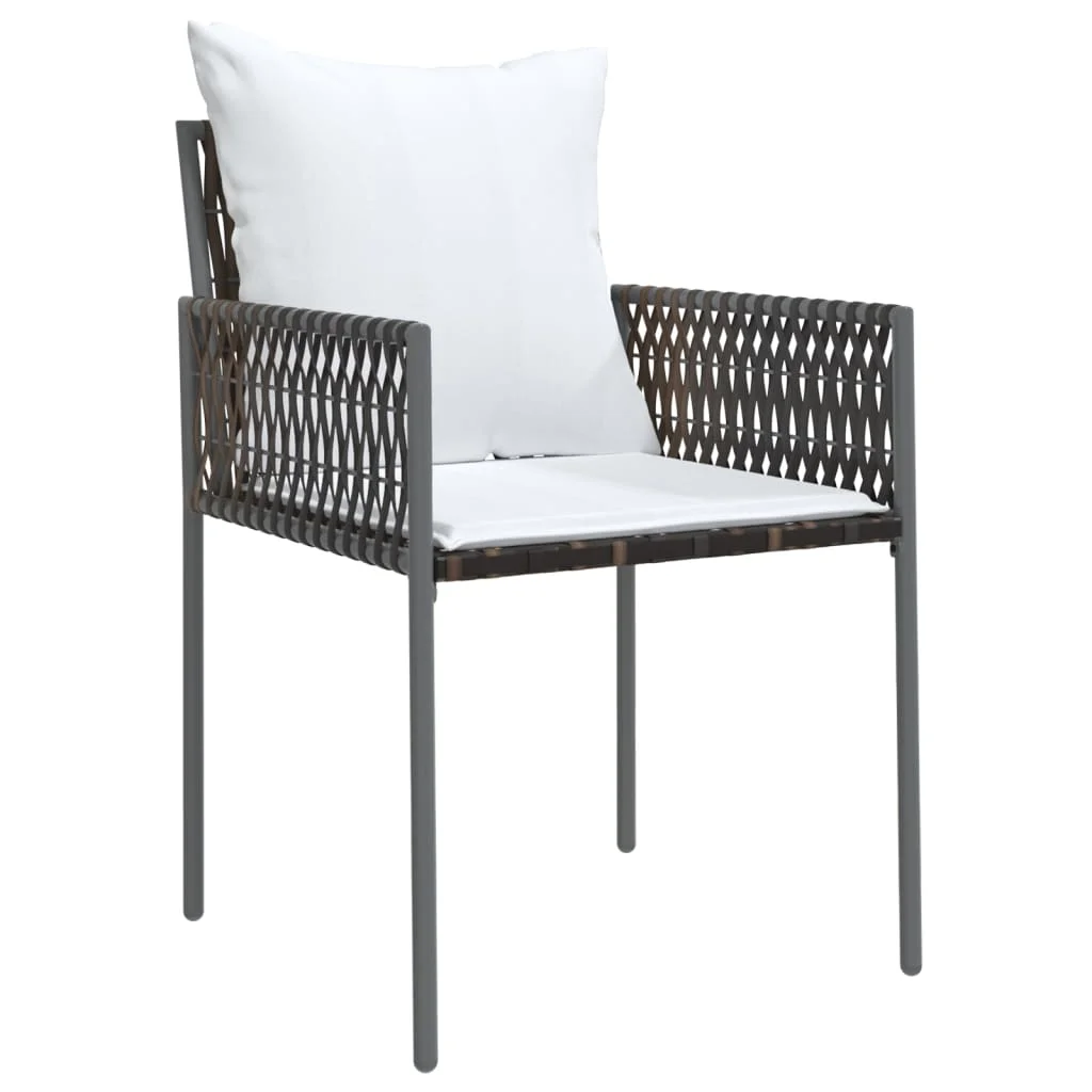 4 db barna polyrattan kerti szék párnával 54x61x83 cm
