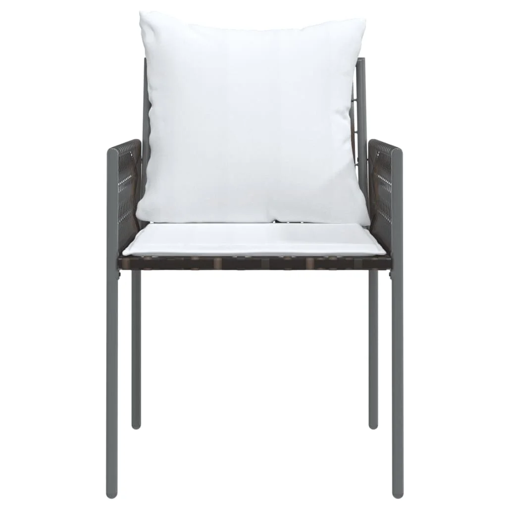 4 db barna polyrattan kerti szék párnával 54x61x83 cm