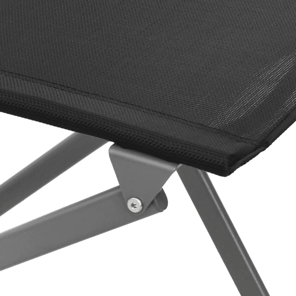 2 db fekete acél és textilén összecsukható kültéri szék