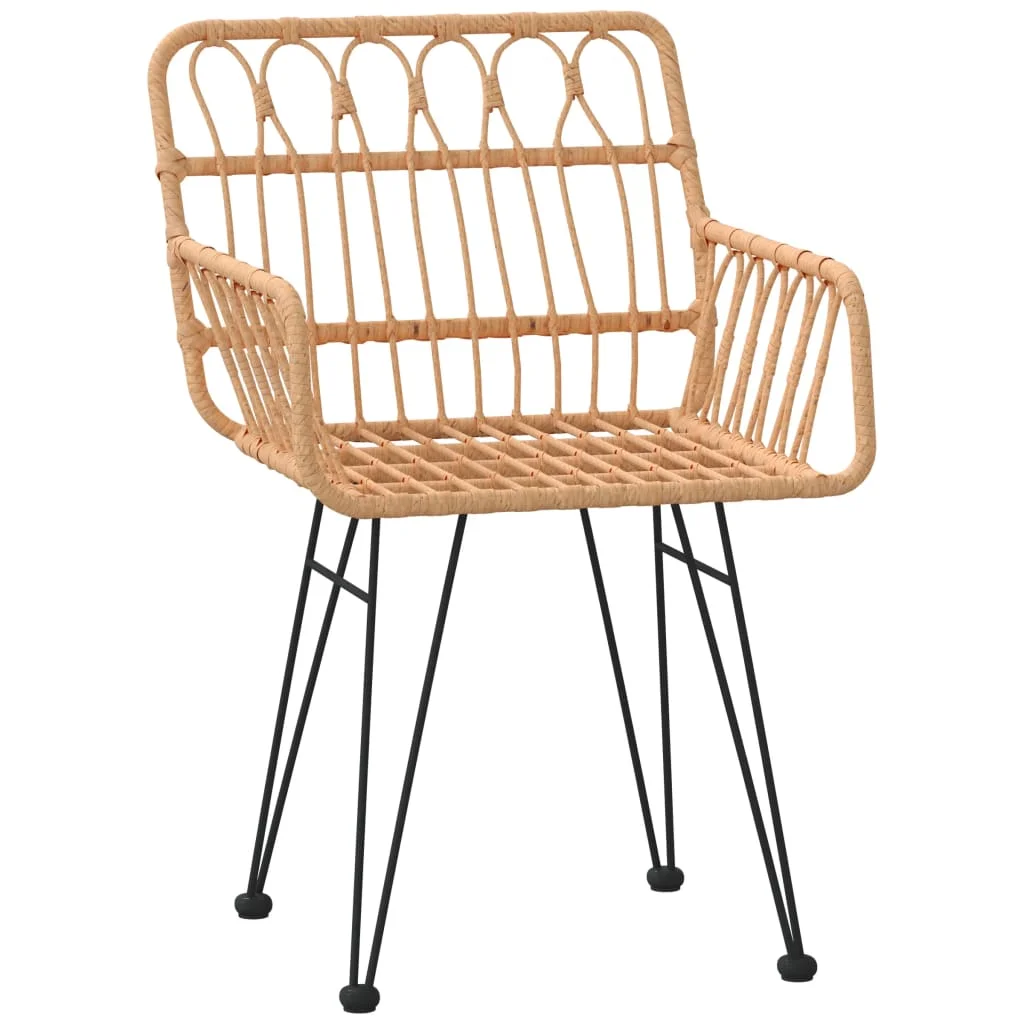 2 db fekete PE rattan karfás kerti szék 56 x 64 x 80 cm