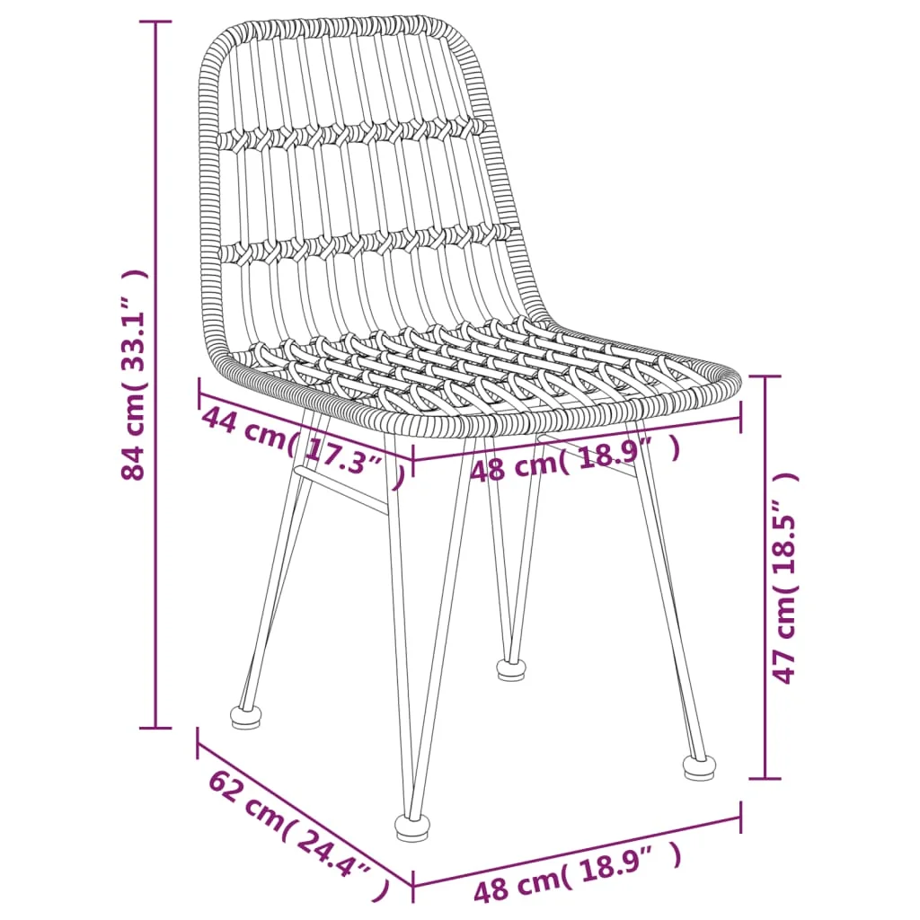 2 db polietilén rattan kerti szék 48 x 62 x 84 cm