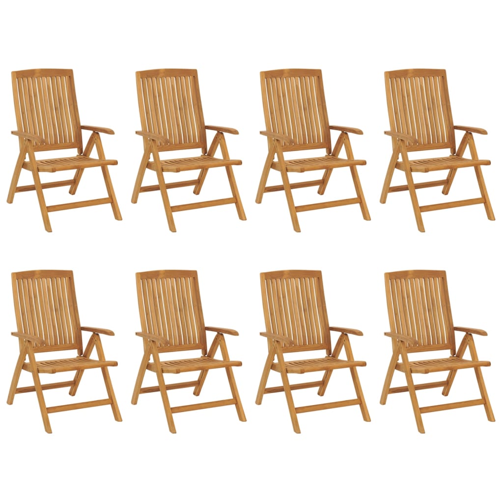 8 db dönthető tömör tíkfa kerti szék párnával