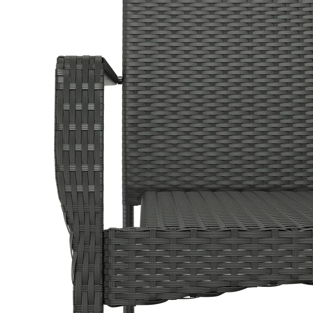 2 db fekete polyrattan kerti szék párnával