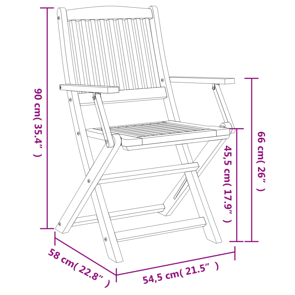 8 db összecsukható tömör akácfa kerti szék 54,5x58x90 cm