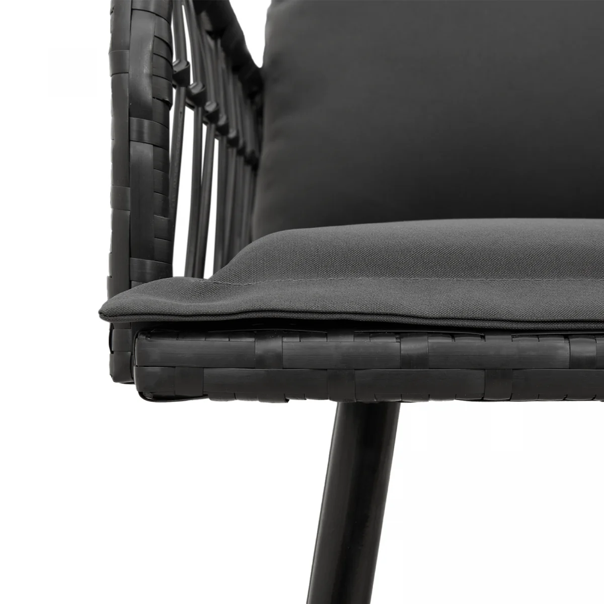 2 darabos kert étkező szett párnákkal fekete polirattan