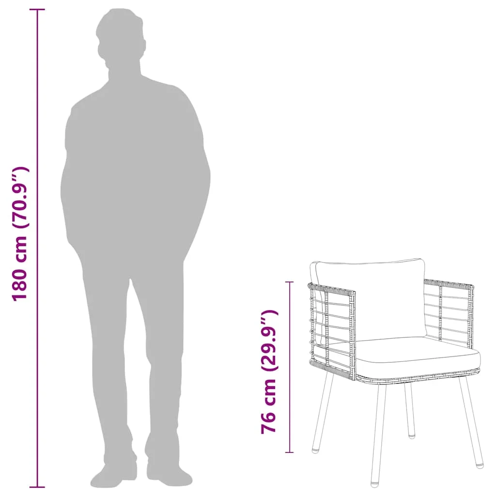 2 db fekete polyrattan kerti szék párnával