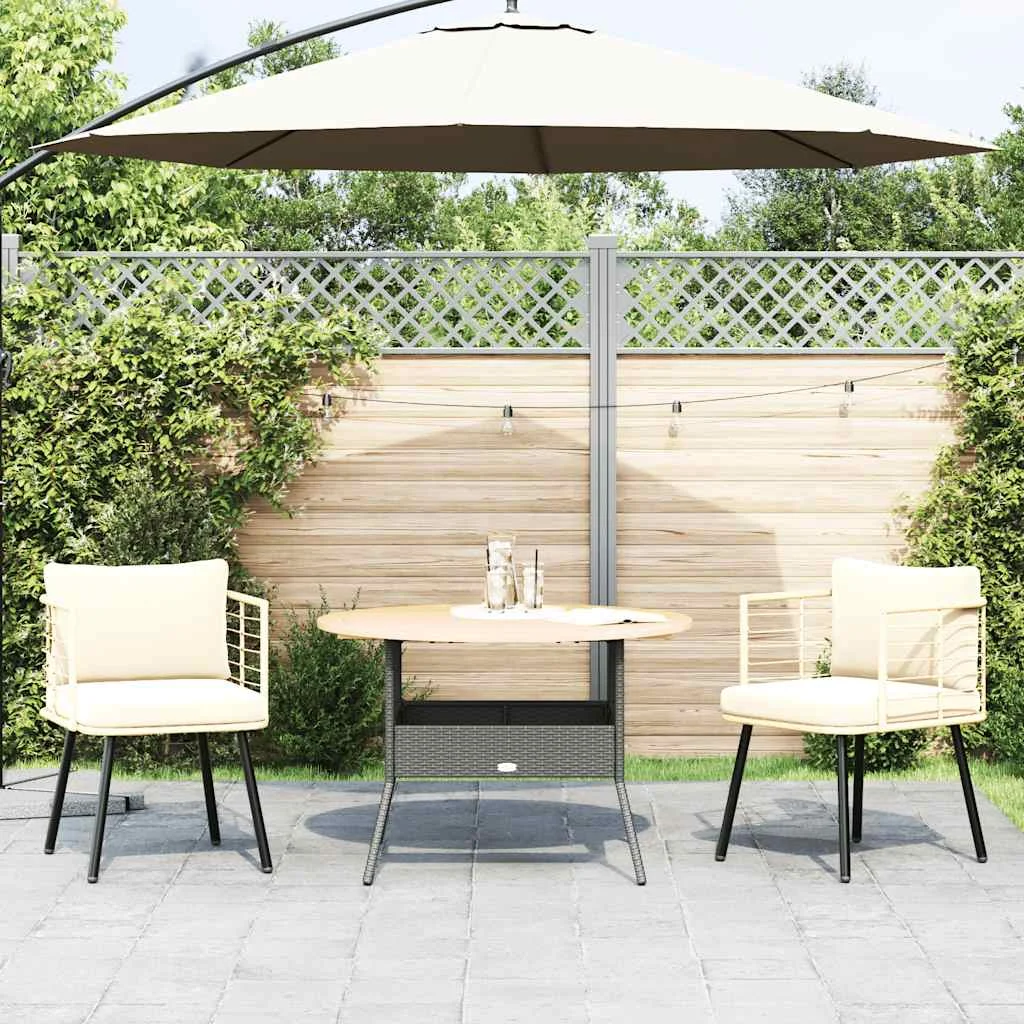 2 db természetes polyrattan kerti szék párnákkal