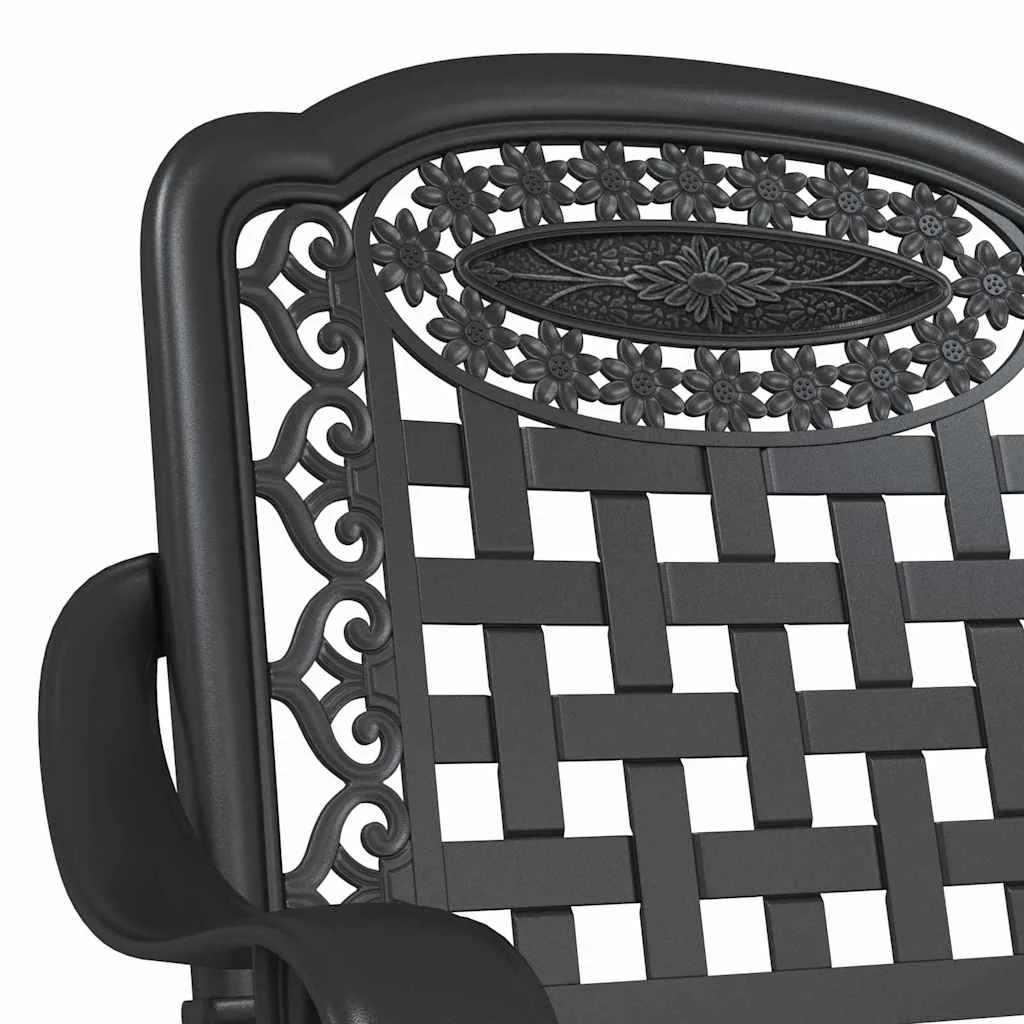 Kerti asztalszett 3 pcs Fekete Öntött alumínium