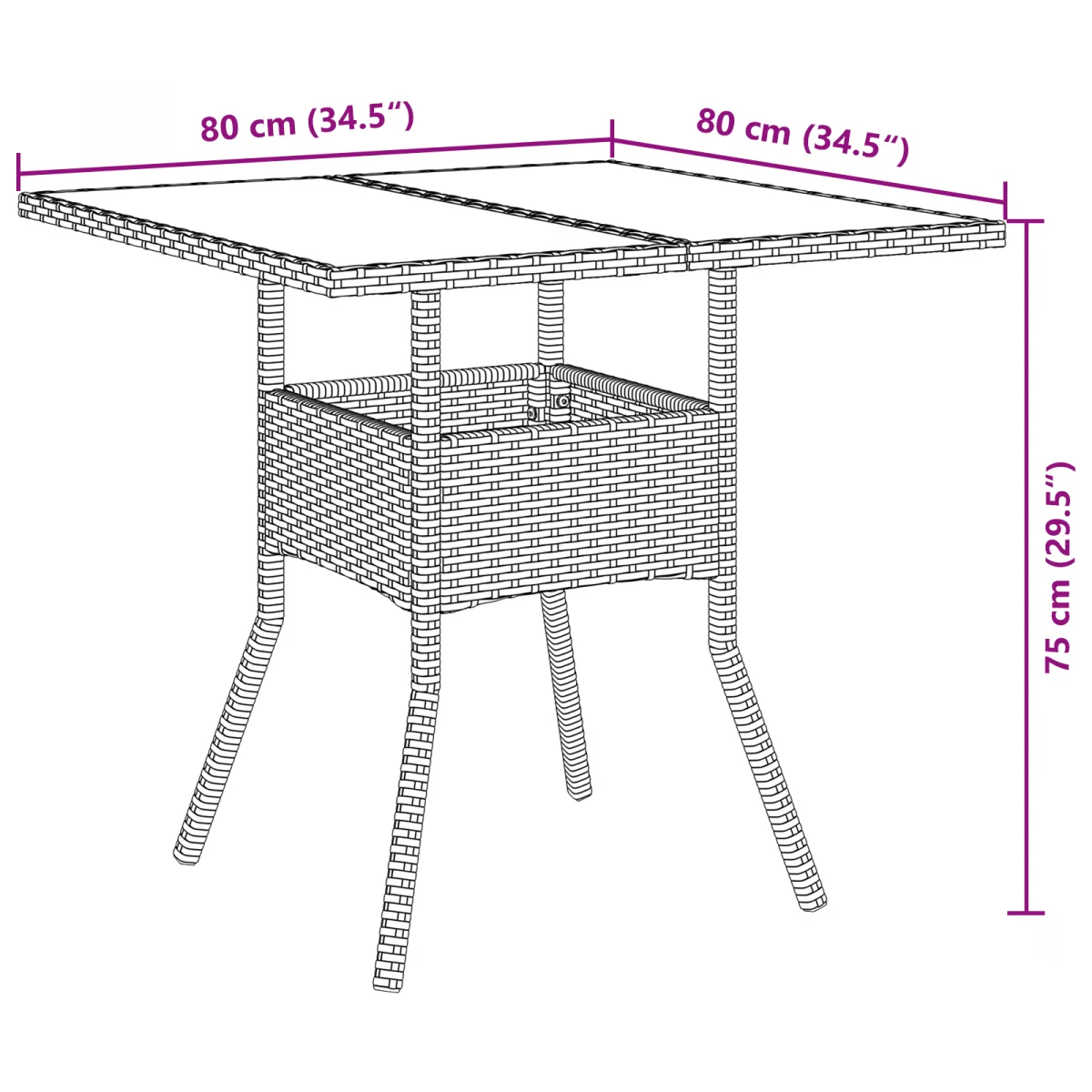 Étkező Bútor Szett 5 Fős Fekete Rattan és Fém Tartós
