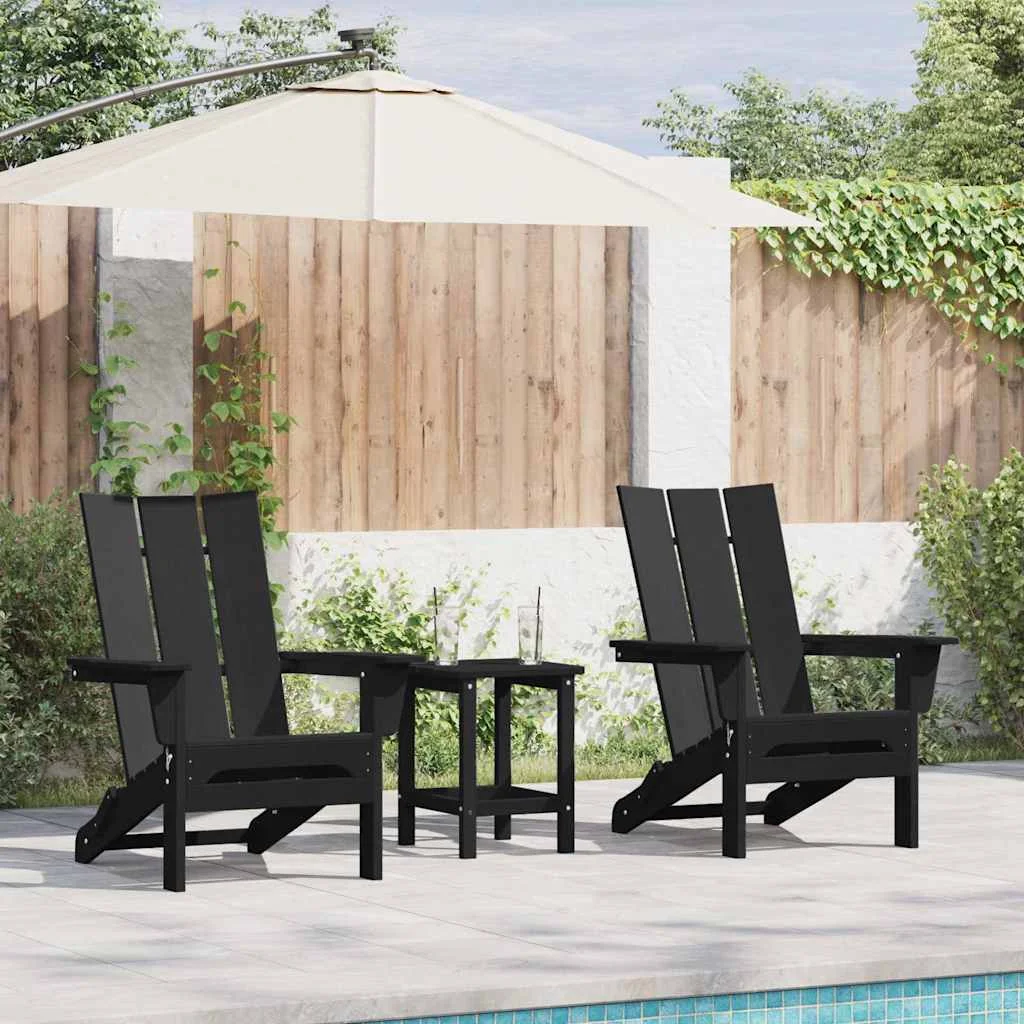 Összecsukható Adirondack székek 2 db Fekete 74.5x80.5x90 cm HDPE
