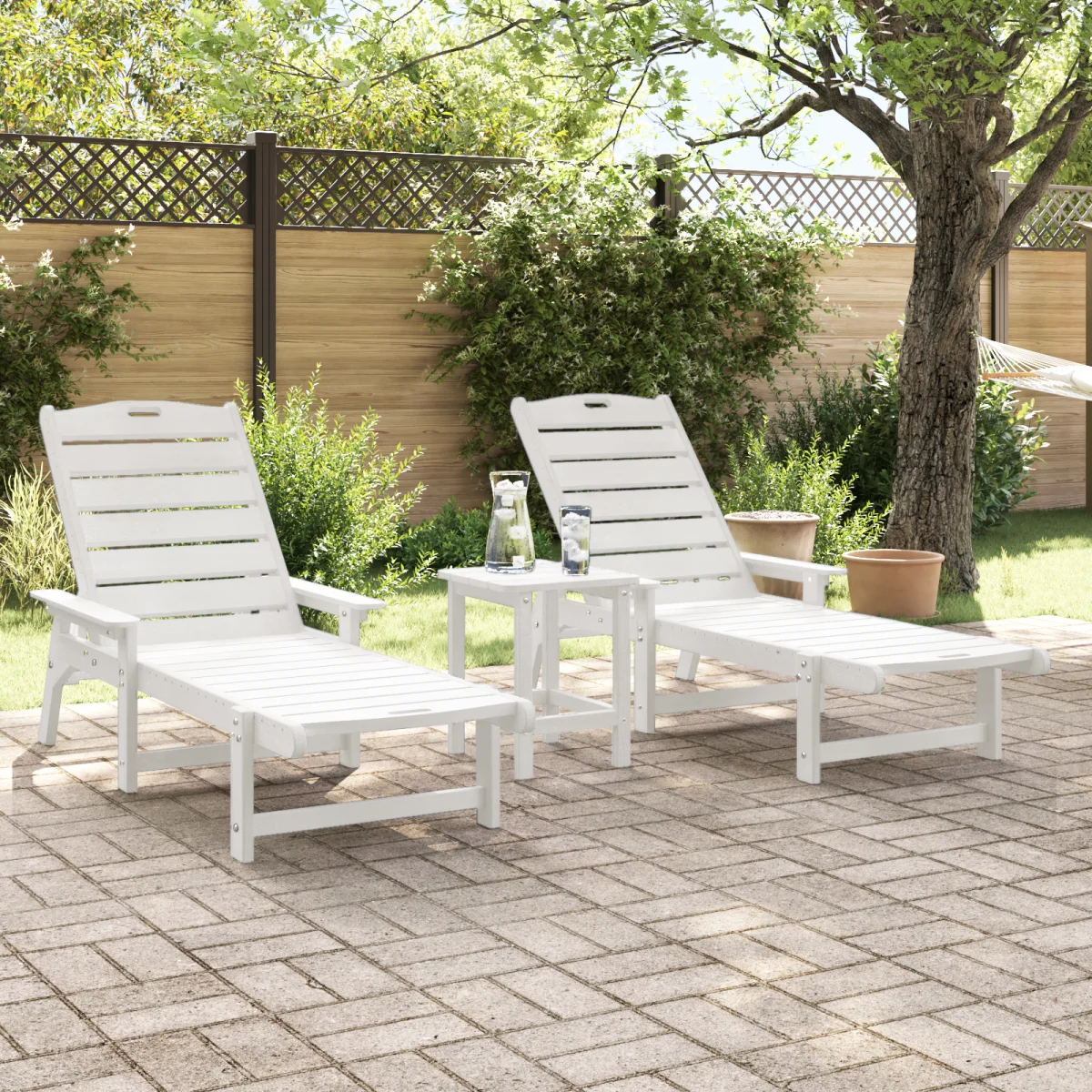 Napsütéses Nyugágy 2 db Fehér 162x53x98.5 cm HDPE