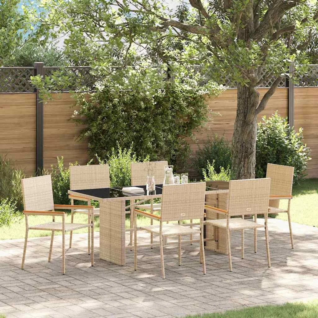 Kert étkező szett 7 pcs Bézs 190 x 80 x 75 cm polirattan