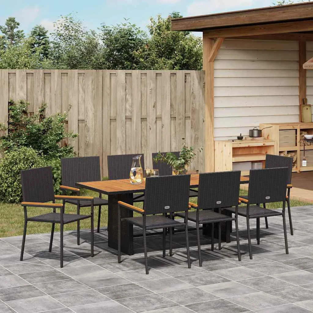Kert étkező szett 9 pcs Fekete és Barna 190 x 80 x 75 cm