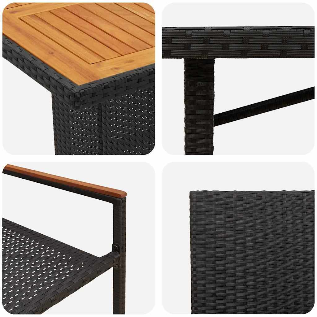 Kert étkező szett 9 pcs Fekete és Barna 190 x 80 x 75 cm