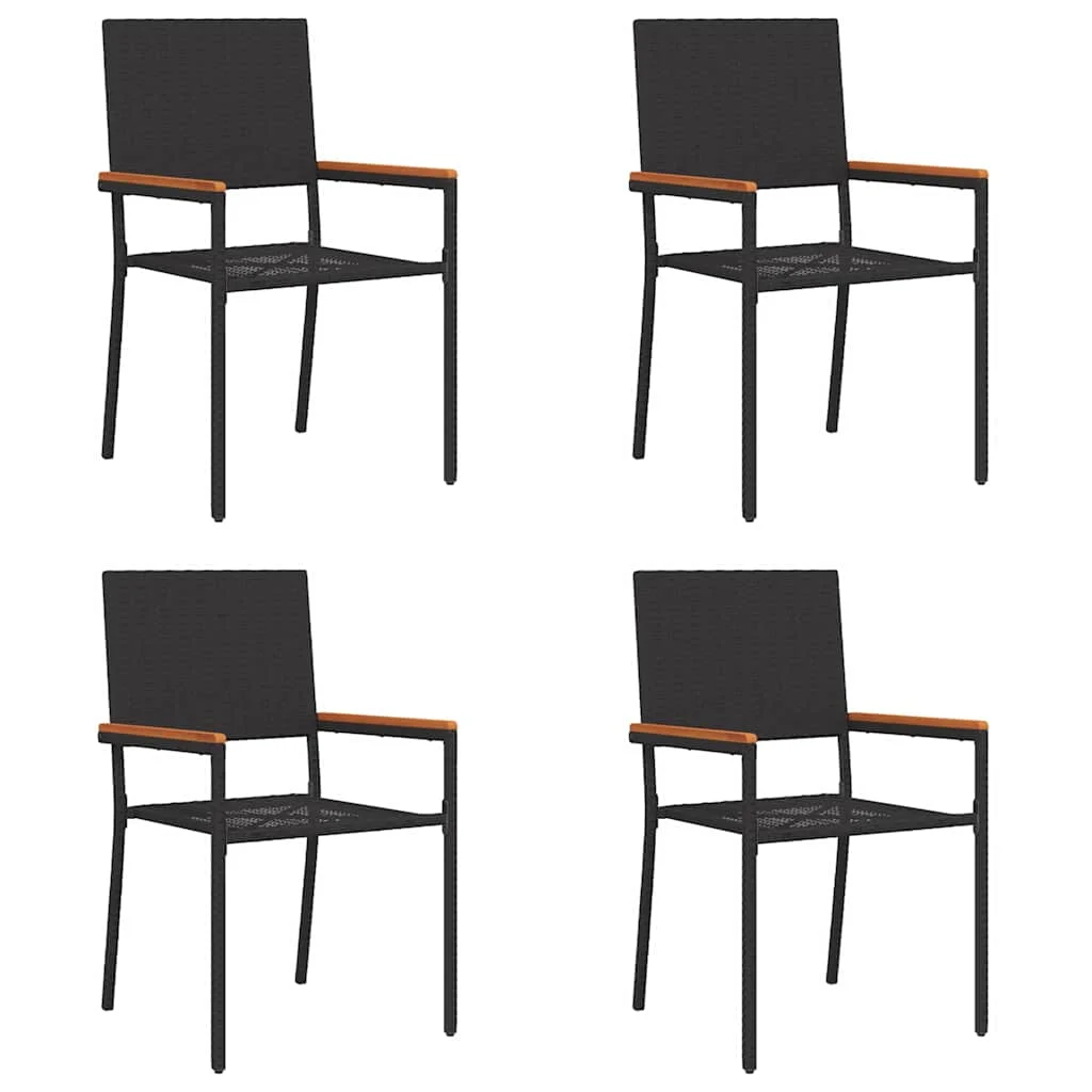 Kültéri Székek 4 pcs Krém, barna PE rattan, tömör akácfa