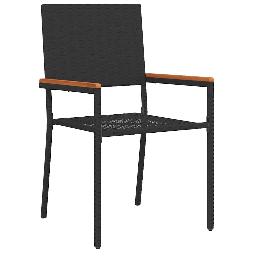 Kültéri Székek 4 pcs Krém, barna PE rattan, tömör akácfa