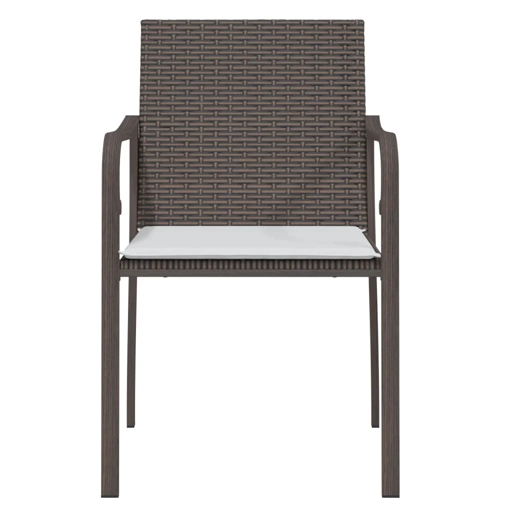 2 db barna polyrattan kerti szék párnával 56 x 59 x 84 cm
