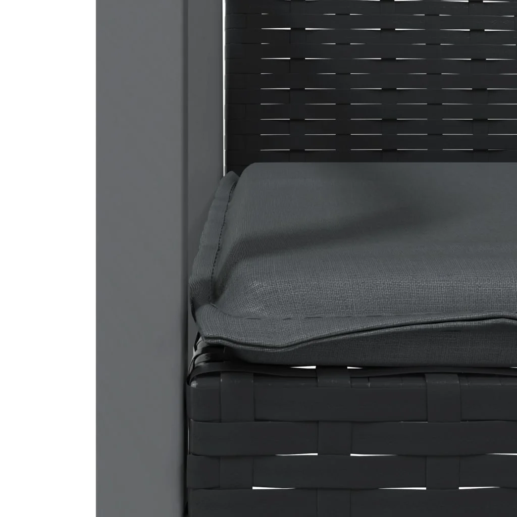 2 db fekete polyrattan kerti szék párnával 56,5 x 57 x 83 cm