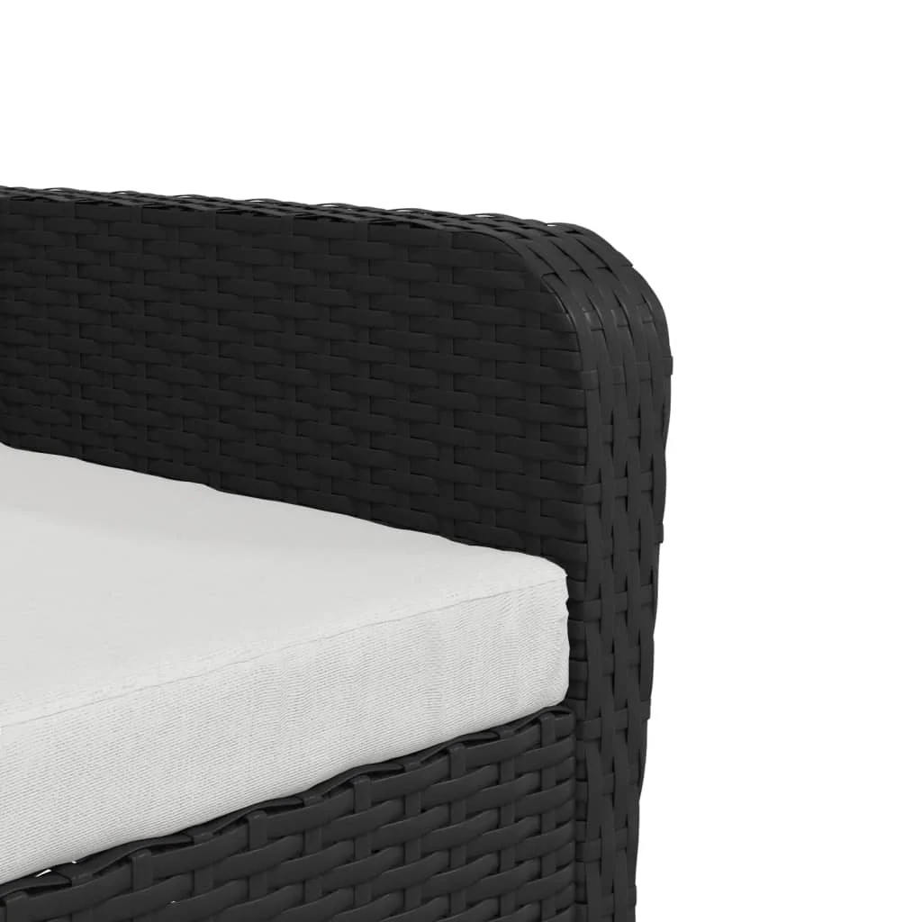 Fekete polyrattan kerti szék lábtartóval