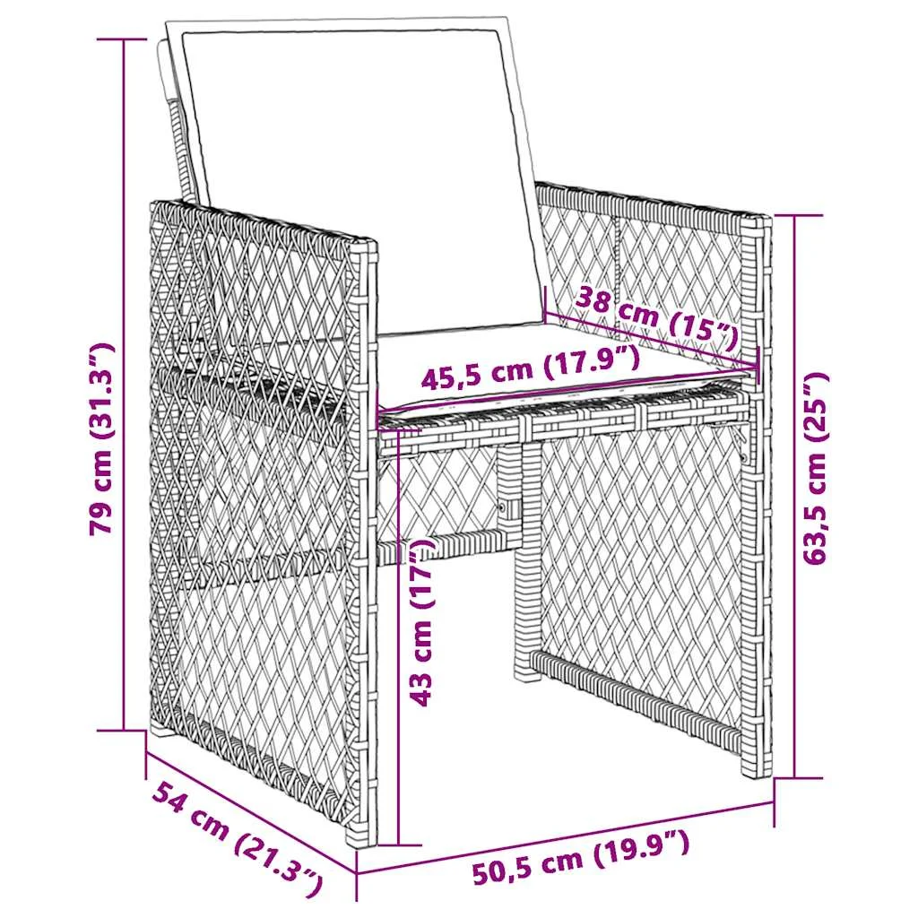 4 db barna polyrattan kerti szék párnával