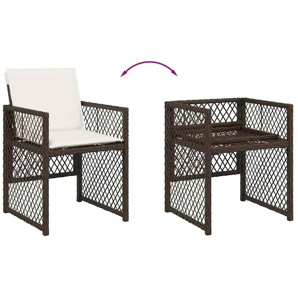 4 db barna polyrattan kerti szék párnával