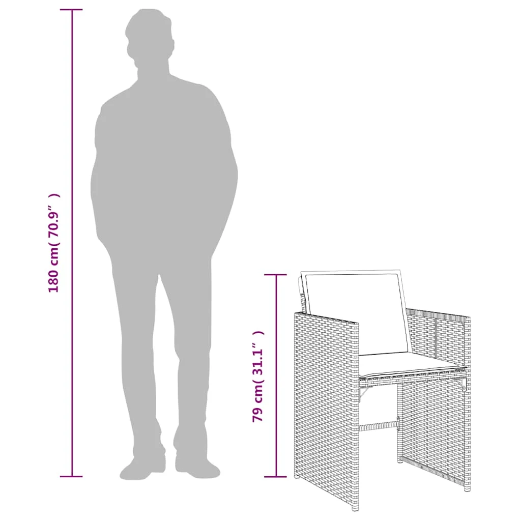 4 db barna polyrattan kerti szék párnával