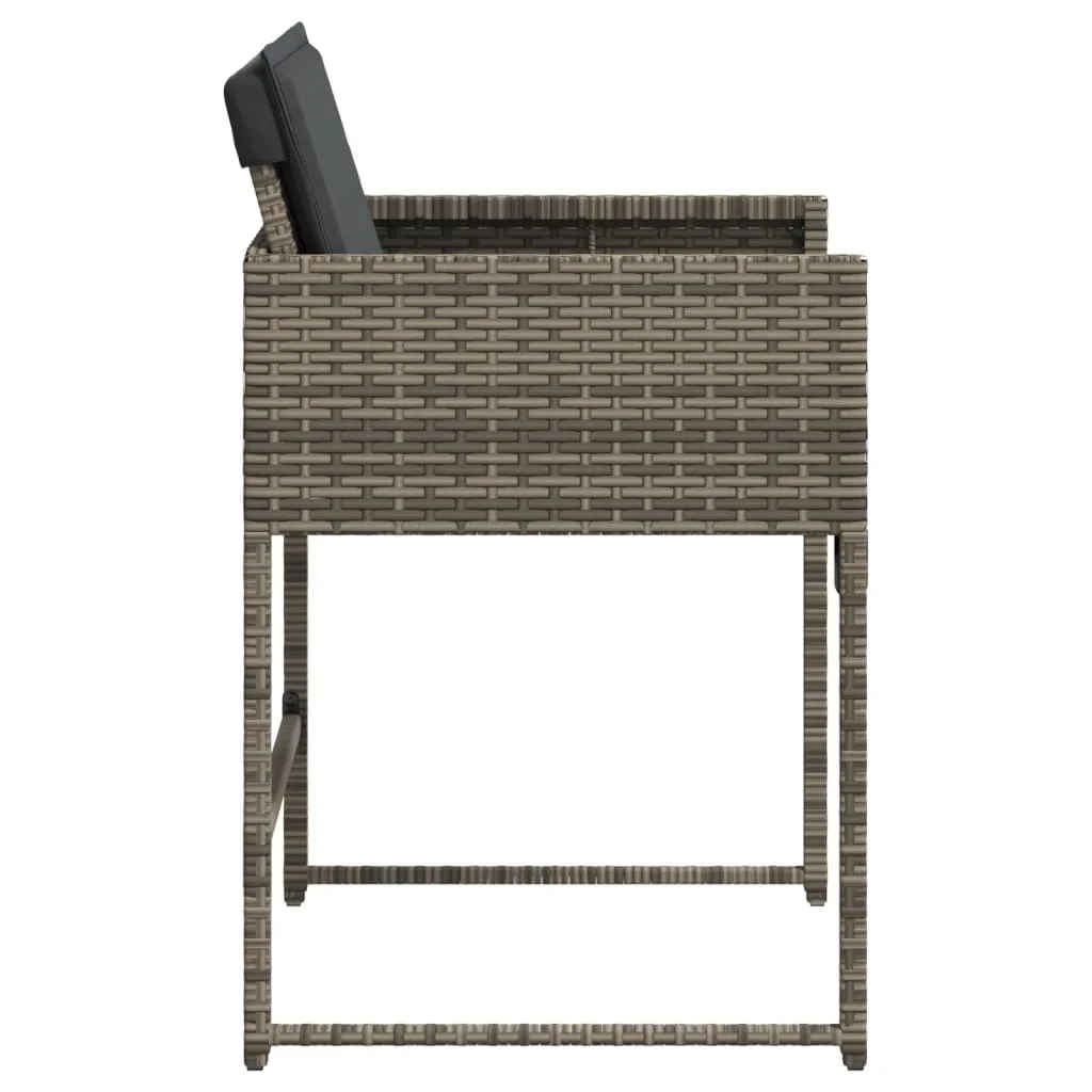 4 db szürke polyrattan kerti szék párnával