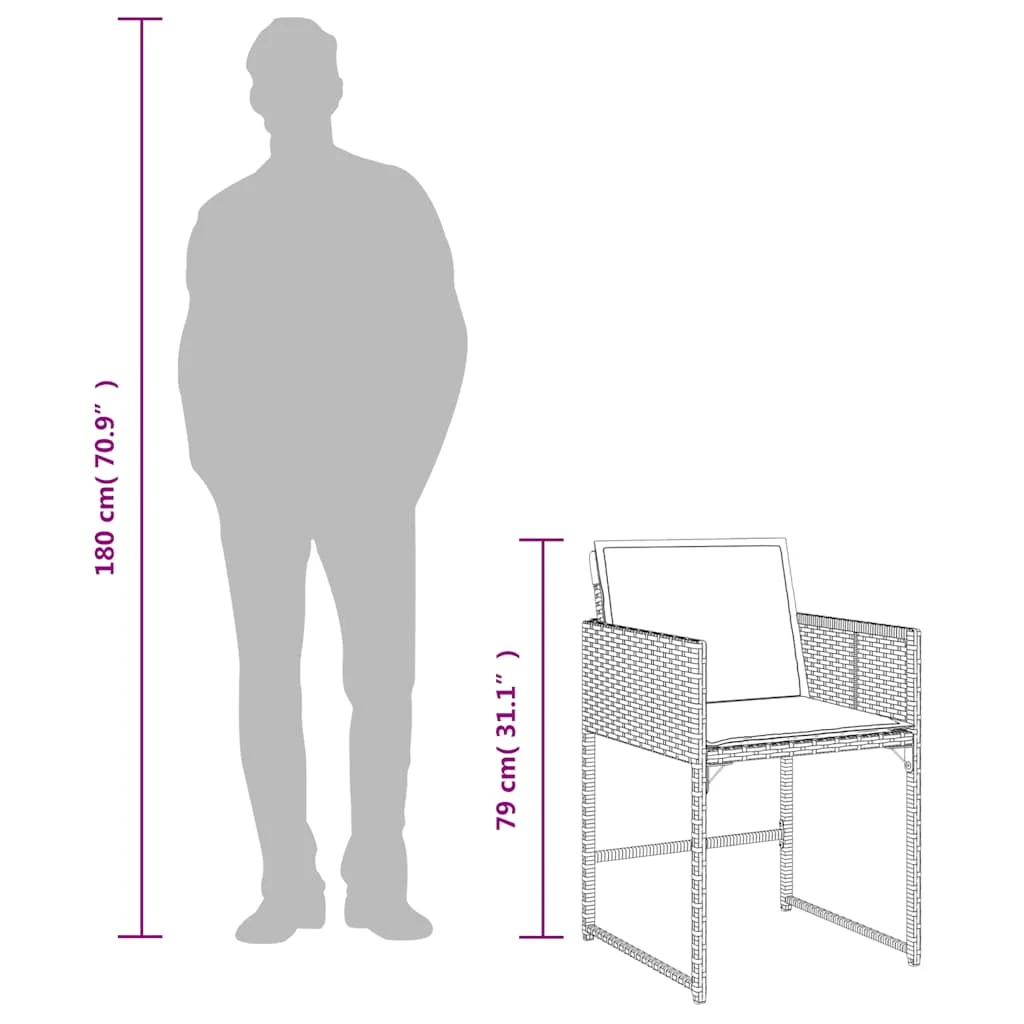 4 db barna polyrattan kerti szék párnával