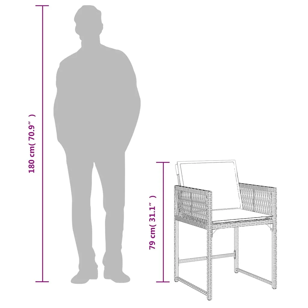 4 db fekete polyrattan kerti szék párnával
