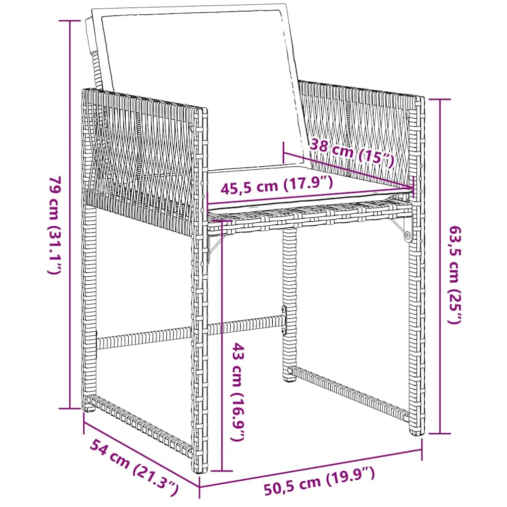 4 db szürke polyrattan kerti szék párnával