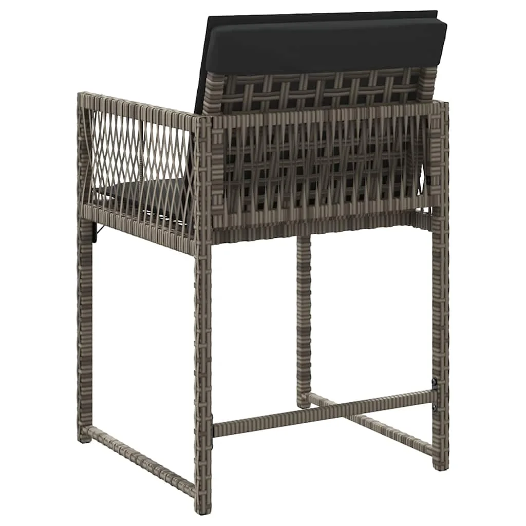 4 db szürke polyrattan kerti szék párnával