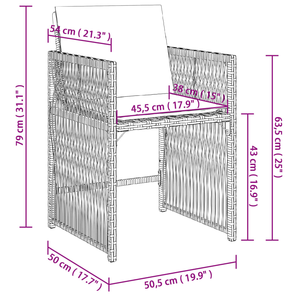 4 db szürke polyrattan kerti szék párnával