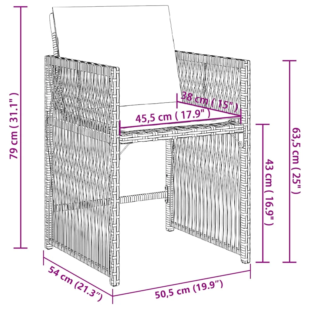 4 db szürke polyrattan kerti szék párnával