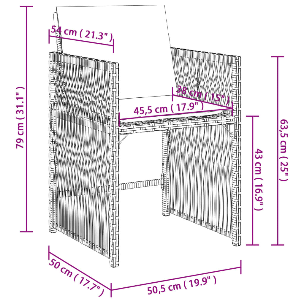 4 db barna polyrattan kerti szék párnával