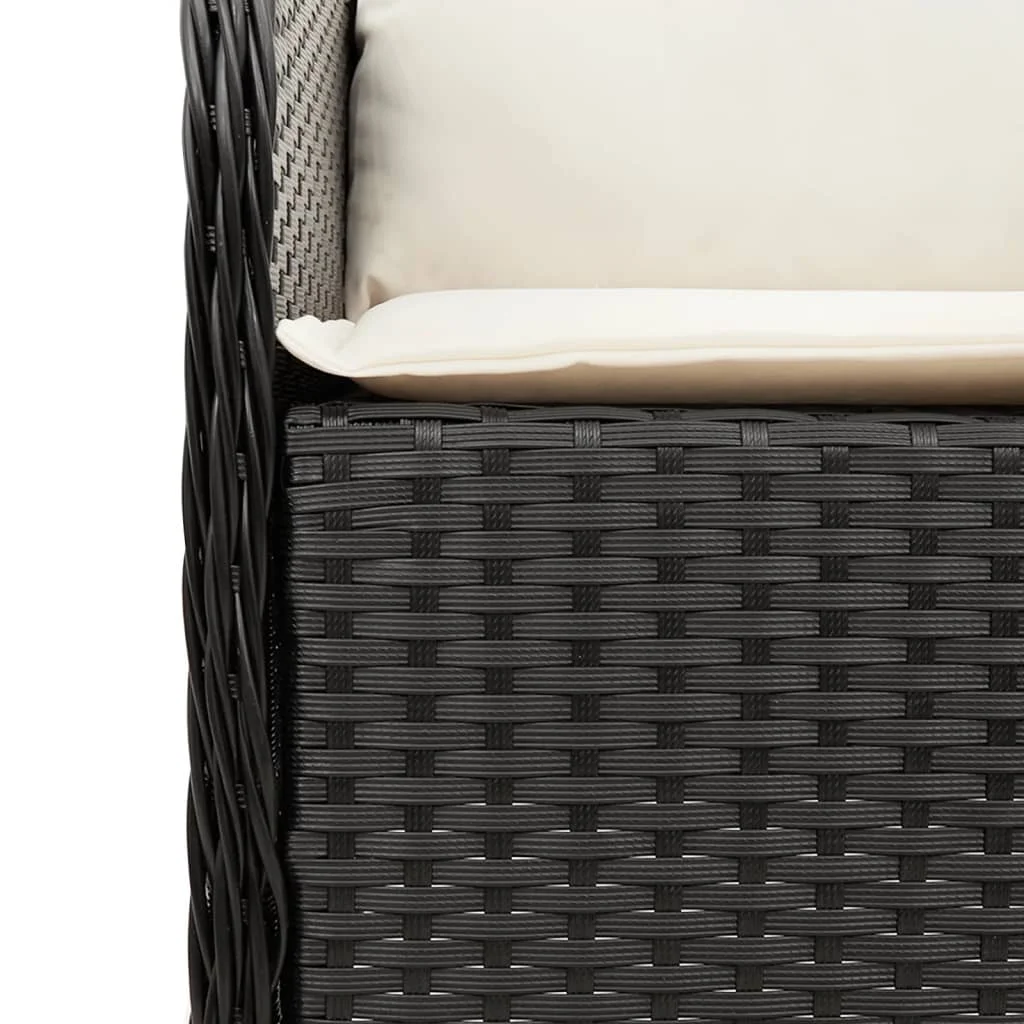 2 db fekete polyrattan kerti szék párnával