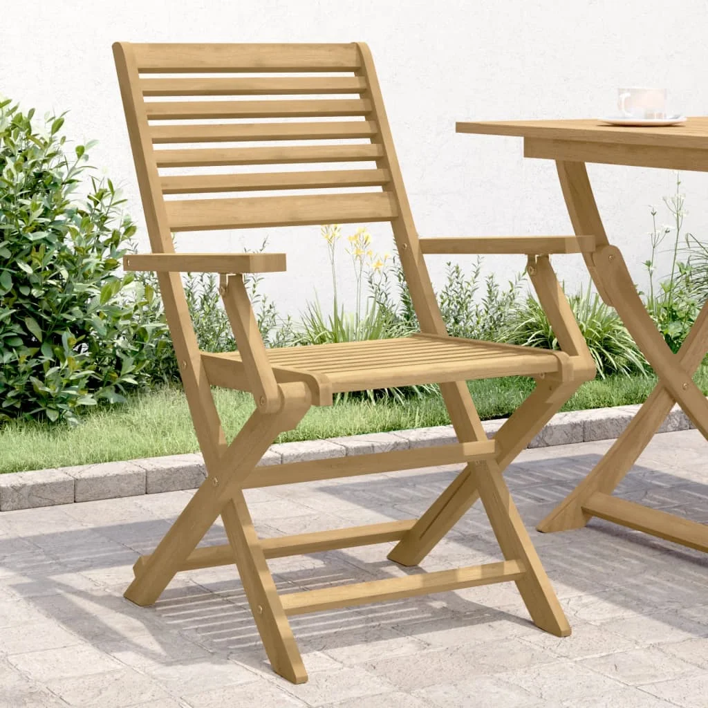 2 db összecsukható tömör akácfa kerti szék 54,5x61,5x86,5 cm