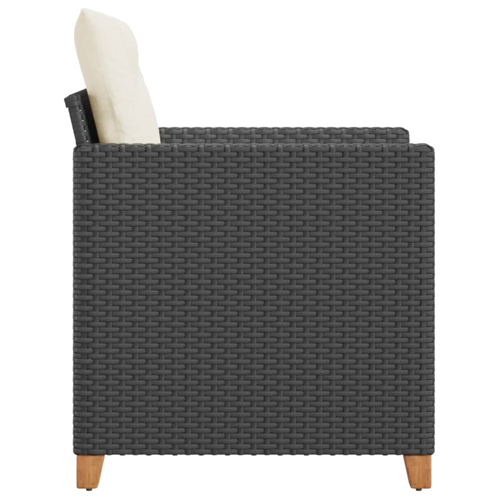 Fekete polyrattan kerti szék párnákkal