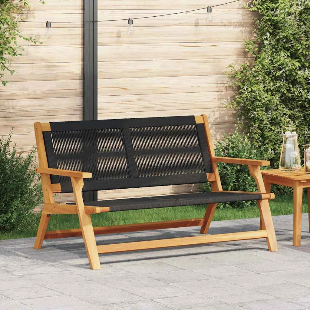 Kerti pad fekete 76x122x73 cm tömör akácfából
