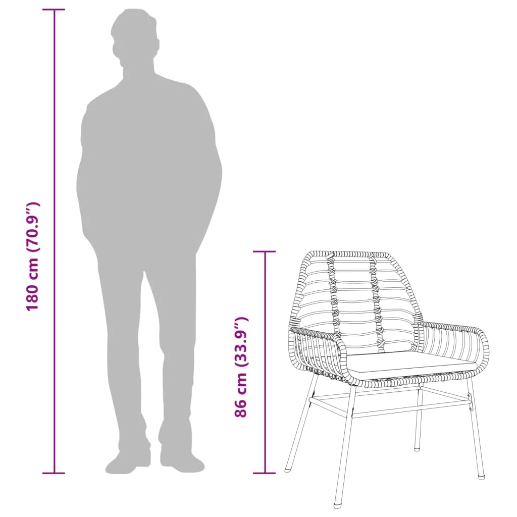 2 db fekete polyrattan kerti szék párnával